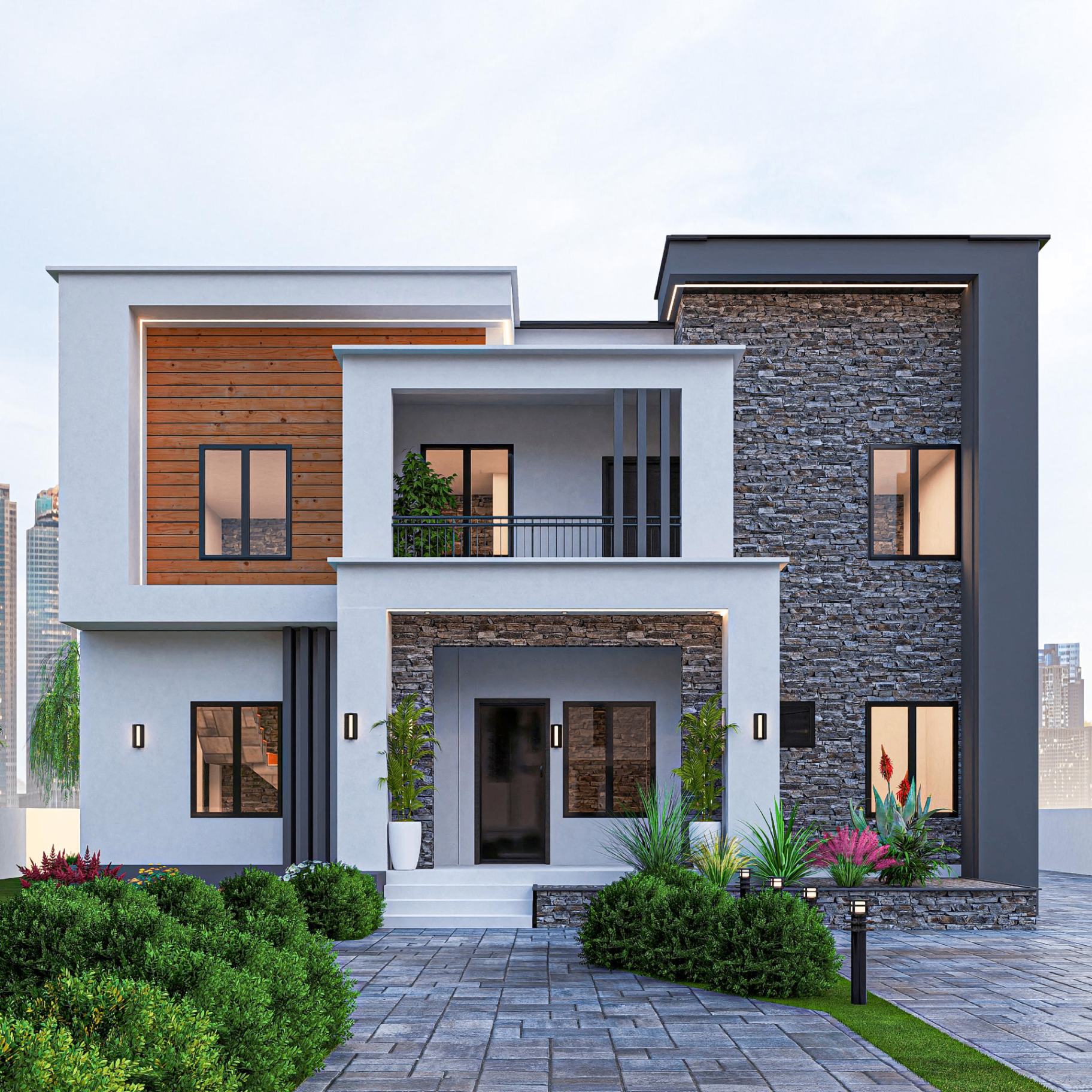 Duplex 4 — main facade, modern villa in Malibé, Libreville